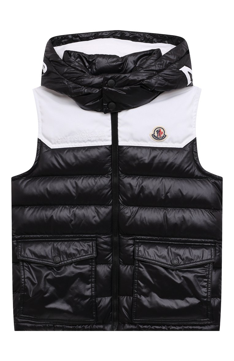 Мужского пуховый жилет genichi MONCLER черного цвета, арт. H1-954-1A000-95-53A0E/4-6A | Фото 1 (Материал внешний: Синтетический материал; Материал подклада: Синтетический материал; Материал утеплителя: Пух и перо; Мальчики Кросс-КТ: Верхняя одежда; Нос: Не проставлено; Региональные ограничения белый список (Axapta Mercury): Не проставлено; Ростовка одежда: 4 года | 104 см, 5 лет | 110 см, 6 лет | 116 см)