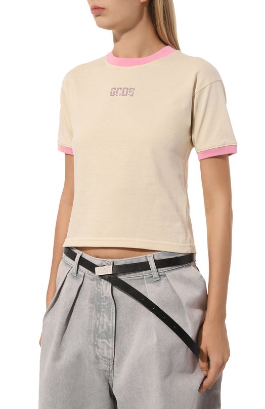 

Хлопковая футболка GCDS, Кремовый