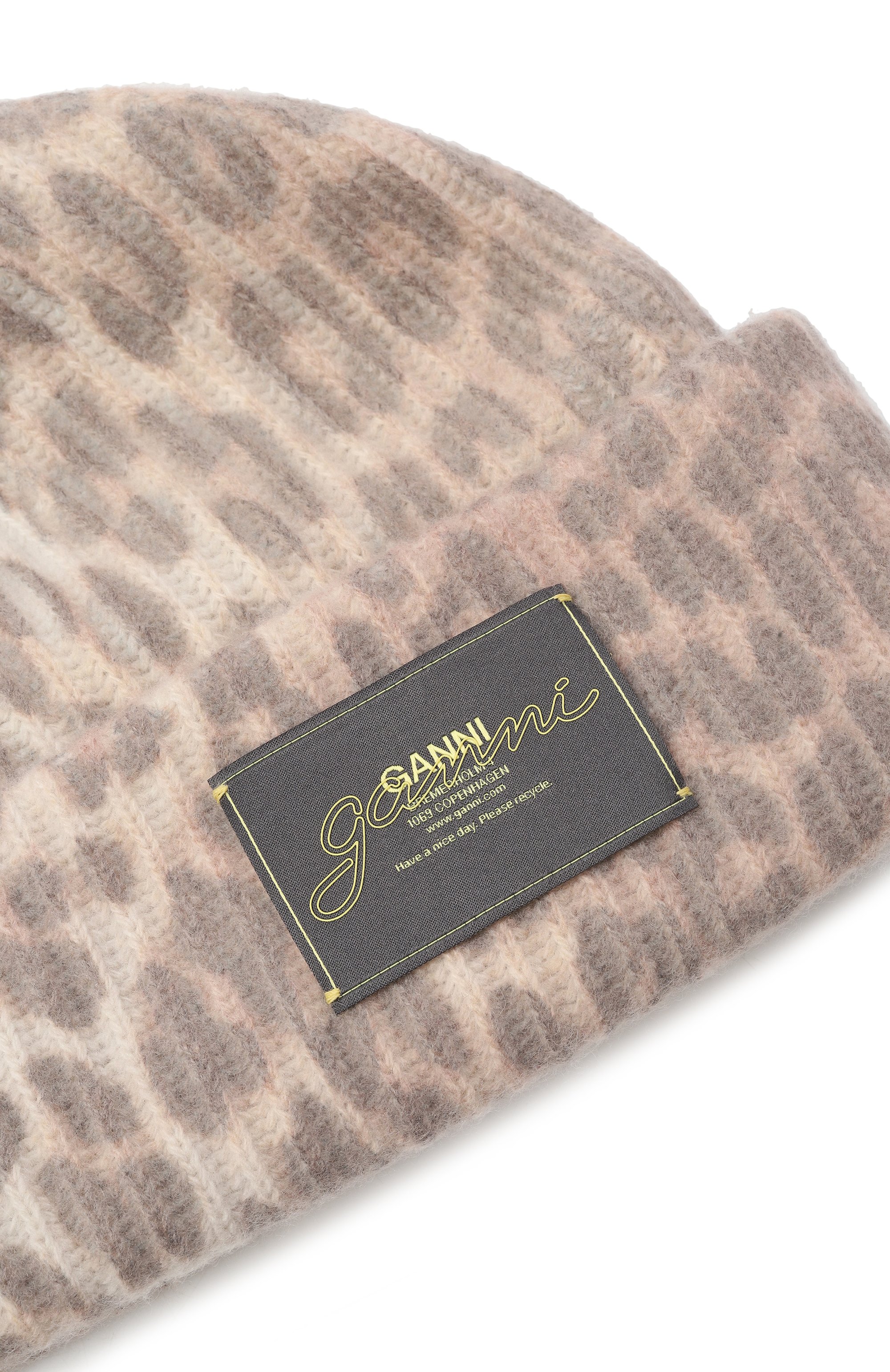 Шерстяная шапка GANNI бежевого цвета по цене 19300 руб., арт. A6658, фото 3 Шерстяная шапка GANNI, арт. A6658, фото 3