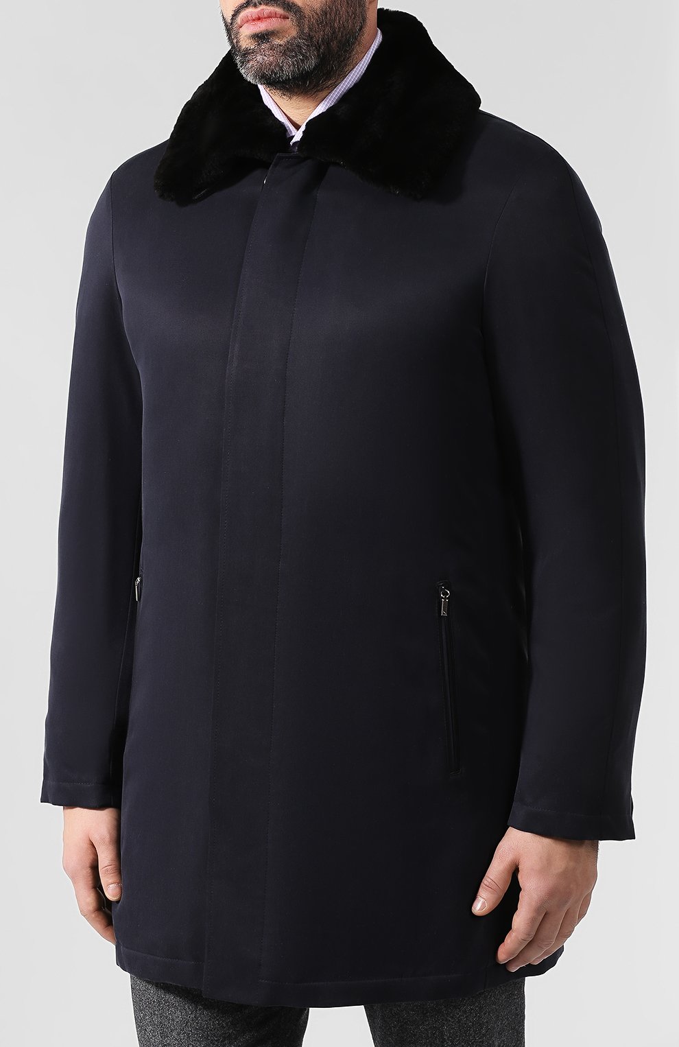 Шелковый плащ с воротником из бобра ZILLI, арт. MAQ-TIMBU-30284/0002, фото 3