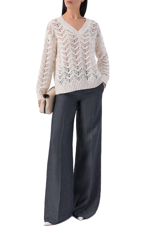 Льняные брюки Max Mara MXMDESERT0 Серый  MXMDESERT0 Фото 2