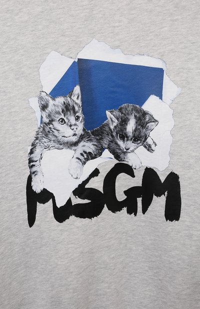 Хлопковый свитшот MSGM KIDS светло-серого цвета по цене 12150 руб., арт. F4MSJGSW256, фото 3 Хлопковый свитшот MSGM KIDS, арт. F4MSJGSW256, фото 3