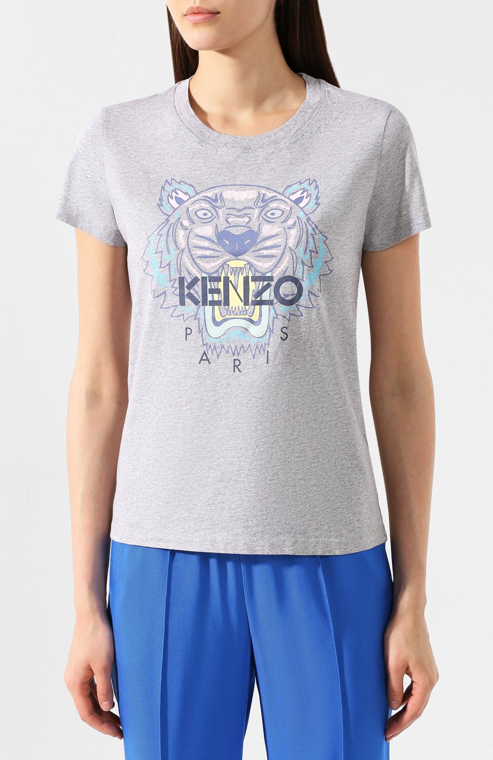 Хлопковая футболка KENZO серого цвета по цене 13050 руб., арт. F962TS7214YB, фото 3 Хлопковая футболка KENZO, арт. F962TS7214YB, фото 3
