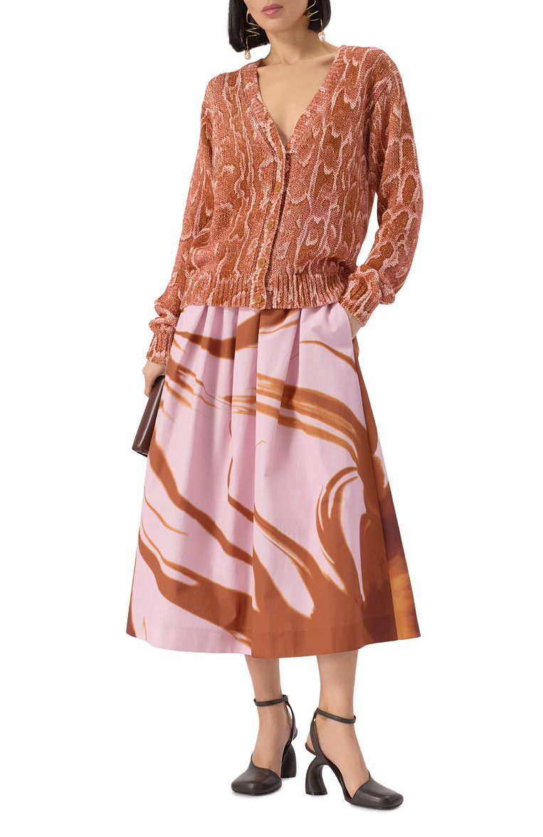 Женский кардиган из вискозы и хлопка DRIES VAN NOTEN темно-розового цвета, арт. 251-011225-1714 | Фото 2 (Материал внешний: Хлопок, Вискоза; Длина (для топов): Стандартные; Рукава: Длинные; Женское Кросс-КТ: кардиган-трикотаж; Застежка: Пуговицы; Стили: Кэжуэл; Автоматизация состава: Проставлено; Автоматизация ТО: Проставлено)