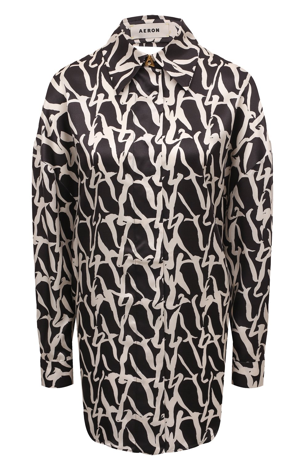 Рубашка из вискозы и шелка AERON черно-белого цвета по цене 69950 руб., арт. SH138/974, фото 1 Рубашка из вискозы и шелка AERON, арт. SH138/974, фото 1
