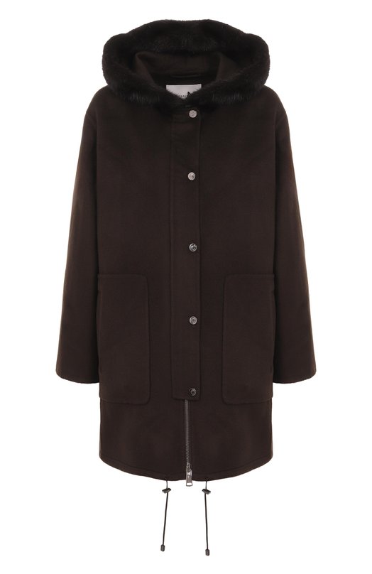 Парка из шерсти и кашемира manzoni24 25M1574-DB1V/48 Коричневый 25M1574-DB1V/48