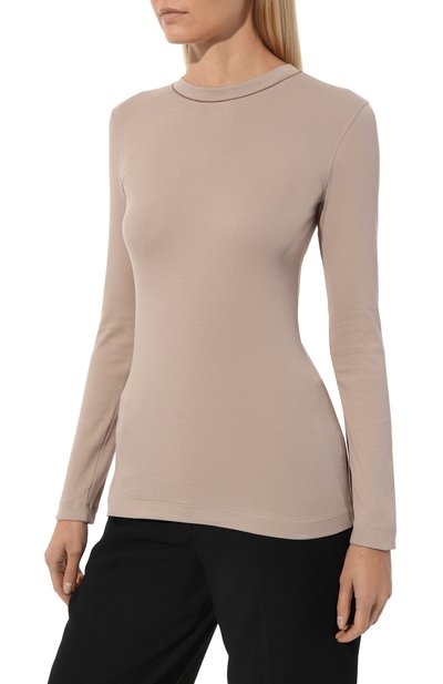 Хлопковый лонгслив BRUNELLO CUCINELLI бежевого цвета по цене 59700 руб., арт. MPTC8BJ300, фото 3 Хлопковый лонгслив BRUNELLO CUCINELLI, арт. MPTC8BJ300, фото 3