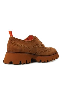 Женская замшевые дерби SANTONI светло-коричневого цвета, арт. WUFR70739G0MBHSYC55 | Фото 5 (Подошва: Платформа; Каблук высота: Низкий; Материал внутренний: Натуральная кожа; Материал сплава: Проставлено; Материал утеплителя: Без утеплителя; Драгоценные камни: Проставлено; Материал внешний: Замша)