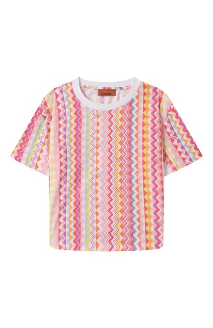 Детская хлопковая футболка MISSONI разноцветного цвета, арт. MW8A11/Z2849/6-10 | Фото 1 (Драгоценные камни: Проставлено; Материал сплава: Проставлено; Рукава: Короткие)