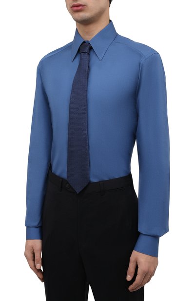 Хлопковая сорочка DOLCE & GABBANA синего цвета по цене 39050 руб., арт. G5IX8T/FU5TI, фото 4 Хлопковая сорочка DOLCE & GABBANA, арт. G5IX8T/FU5TI, фото 4