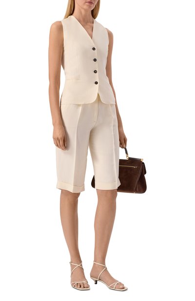 Жилет из вискозы и льна ANTONELLI FIRENZE кремового цвета по цене 69950 руб., арт. N3587Q/935, фото 2 Жилет из вискозы и льна ANTONELLI FIRENZE, арт. N3587Q/935, фото 2