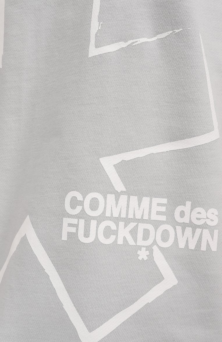 Мужские хлопковые шорты COMME DES FUCKDOWN светло-серого цвета, арт. CFABM01507 | Фото 6 (Длина Шорты М: Ниже колена; Материал внешний: Хлопок, Синтетический материал; Принт: С принтом; Случай: Повседневный; Стили: Спорт-шик; Автоматизация ТО: Проставлено; Детали: Без декора; Автоматизация состава: Проставлено)