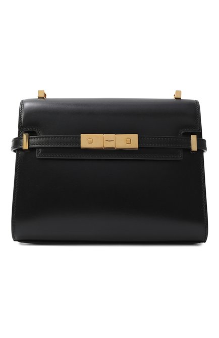 Женская сумка manhattan mini SAINT LAURENT черного цвета, арт. 727766/0SX0W | Фото 1 (Материал: Натуральная кожа; Ремень/цепочка: На ремешке; Размер: mini; Автоматизация ТО: Проставлено; Автоматизация состава: Проставлено)