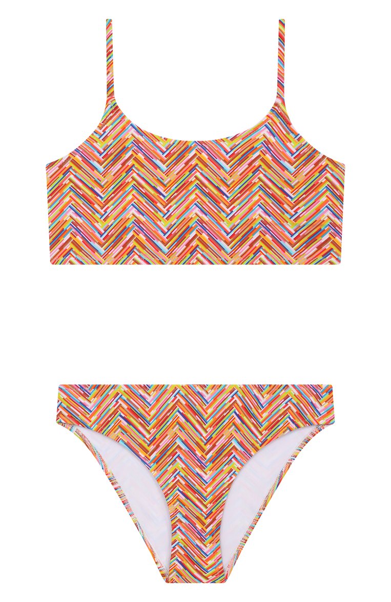 Детского раздельный купальник MISSONI разноцветного цвета, арт. MWCA19/Z2889/6-10 | Фото 1 (Нос: Не проставлено; Девочки Кросс-КТ: Купальники-пляж; Принт: С принтом; Материал внешний: Синтетический материал; Ростовка одежда: 6 лет | 116 см, 8 лет | 128 см, 10 - 11 лет | 140 - 146см)