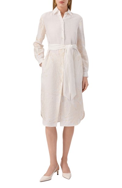 Льняное платье KITON белого цвета по цене 234000 руб., арт. D57304K0999E02, фото 3 Льняное платье KITON, арт. D57304K0999E02, фото 3