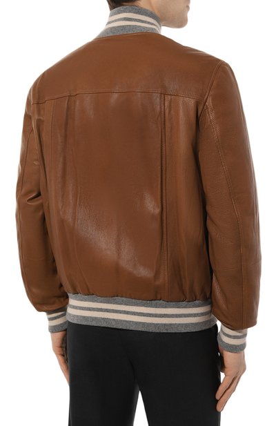 Кожаный бомбер BRUNELLO CUCINELLI, арт. MPMUP1973, фото 4