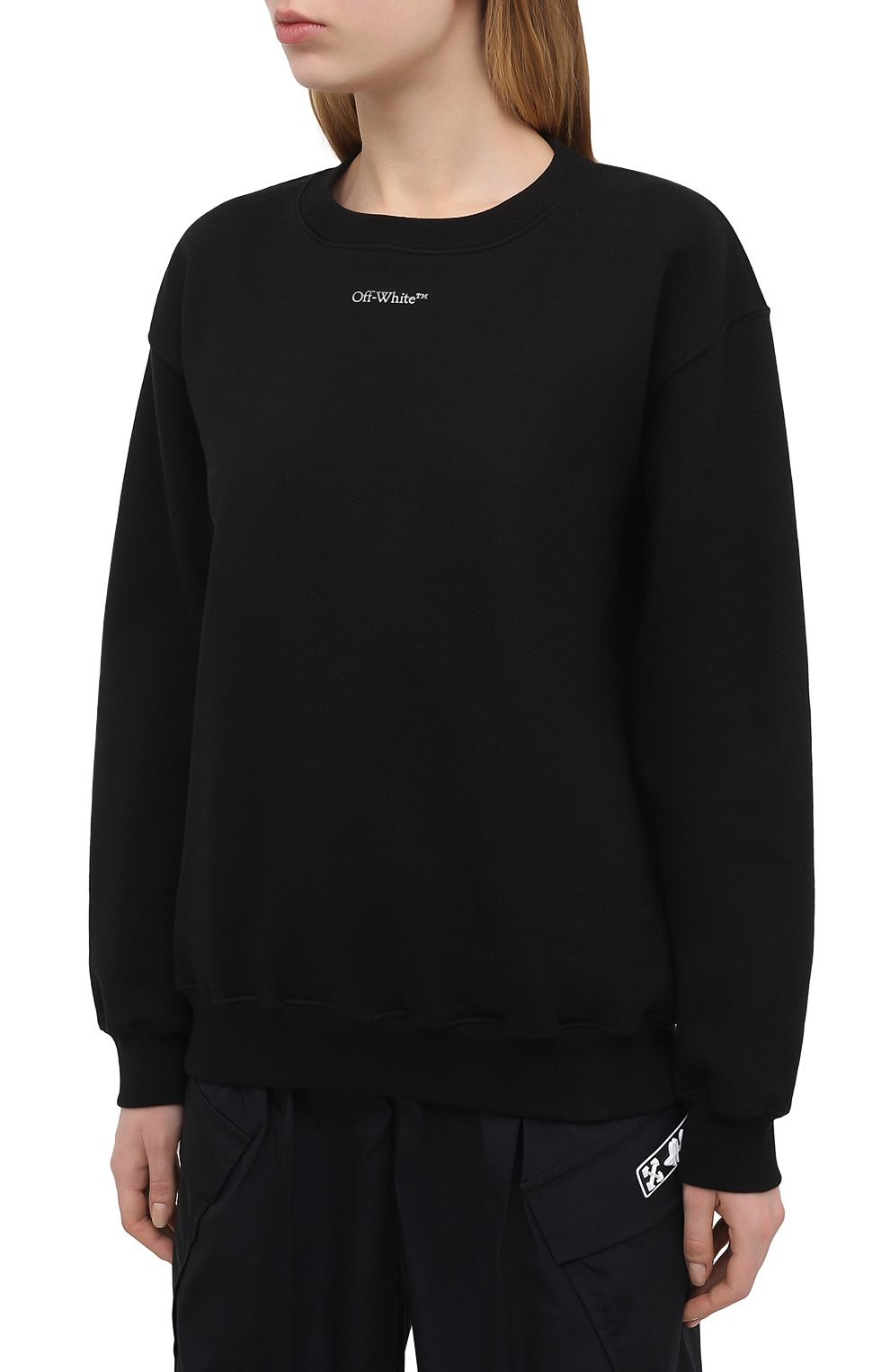 Хлопковый свитшот OFF-WHITE черно-белого цвета по цене 56650 руб., арт. 0WBA046F20JER0021001, фото 3 Хлопковый свитшот OFF-WHITE, арт. 0WBA046F20JER0021001, фото 3