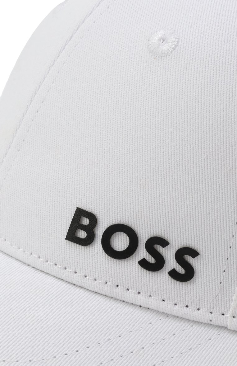 Детская хлопковая бейсболка BOSS белого цвета, арт. J51682 | Фото 3 (Материал: Хлопок, Текстиль; Нос: Не проставлено; Автоматизация состава: Проставлено)