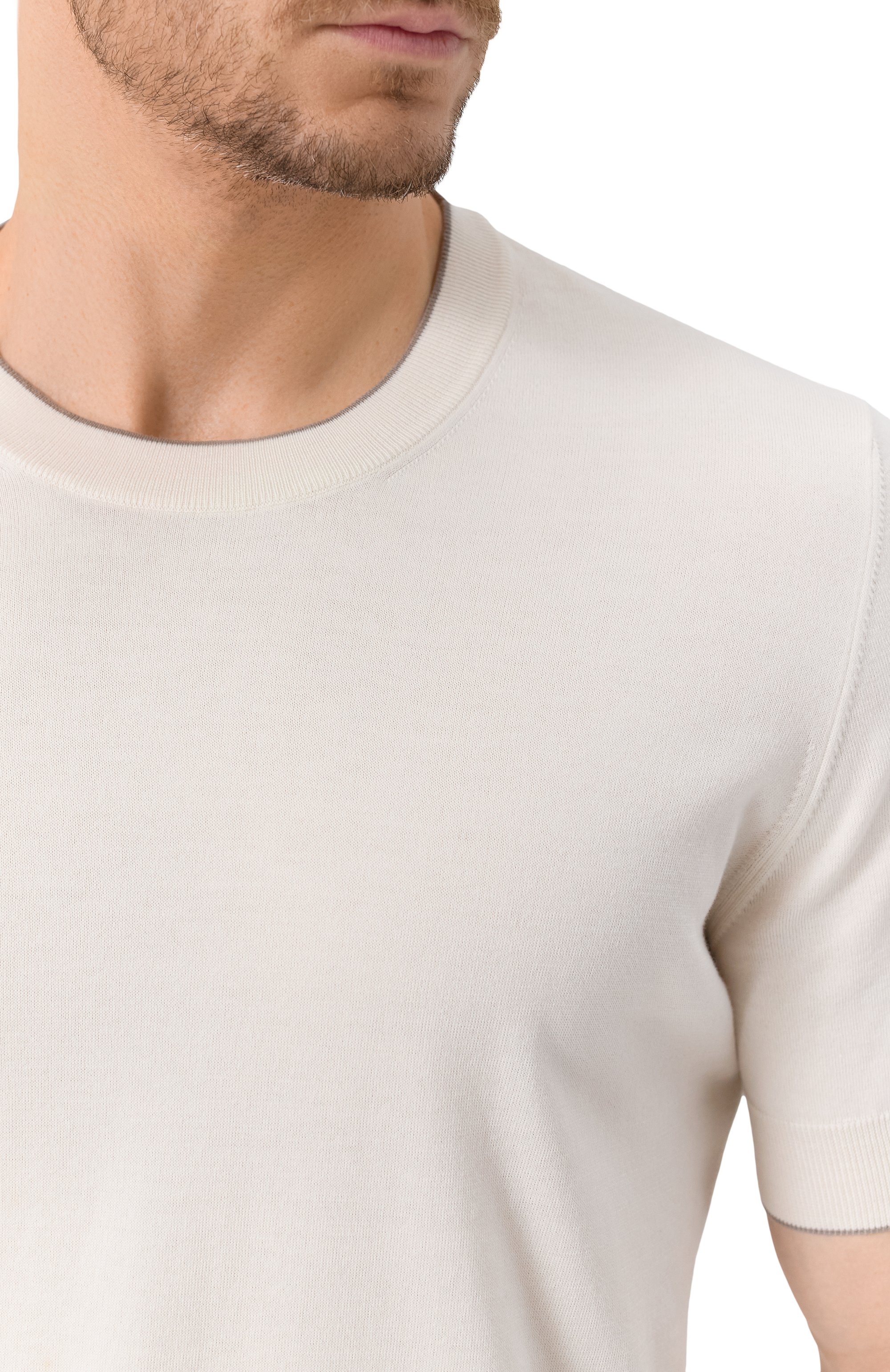 Хлопковый джемпер BRUNELLO CUCINELLI белого цвета по цене 75950 руб., арт. M29805200, фото 5 Хлопковый джемпер BRUNELLO CUCINELLI, арт. M29805200, фото 5