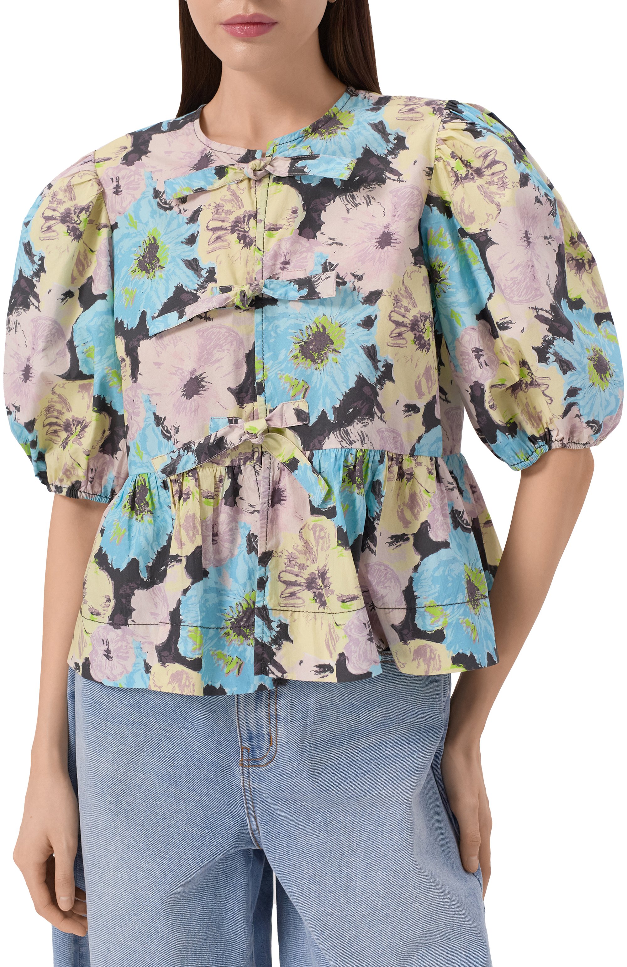 Хлопковая блузка GANNI, арт. W0317/999, фото 3