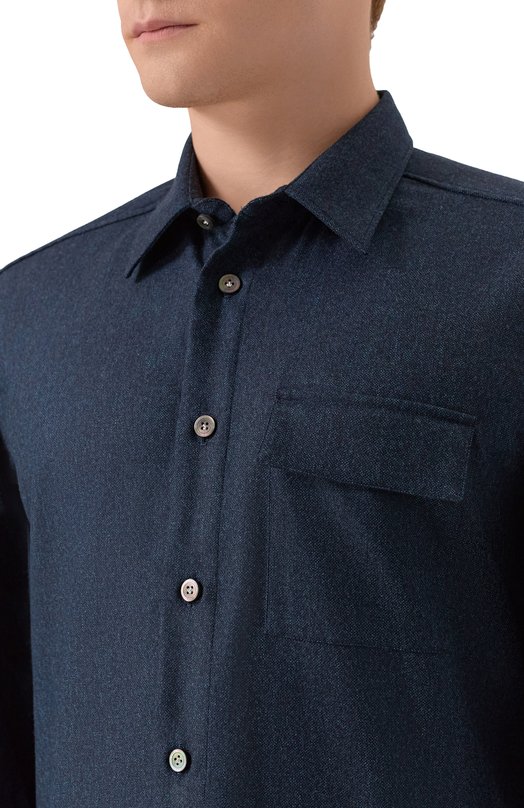 Шерстяная рубашка Kiton UMCBUBAK0167G02 Синий  UMCBUBAK0167G02 Фото 5