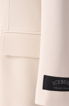 Женский жакет ICEBERG кремового цвета, арт. L021/5142 | Фото 6 (Рукава: Длинные; Длина (для топов): Удлиненные; Материал внешний: Вискоза, Синтетический материал; 1-2-бортные: Однобортные; Женское Кросс-КТ: Жакет-одежда; Стили: �Классический; Материал подклада: Синтетический материал)