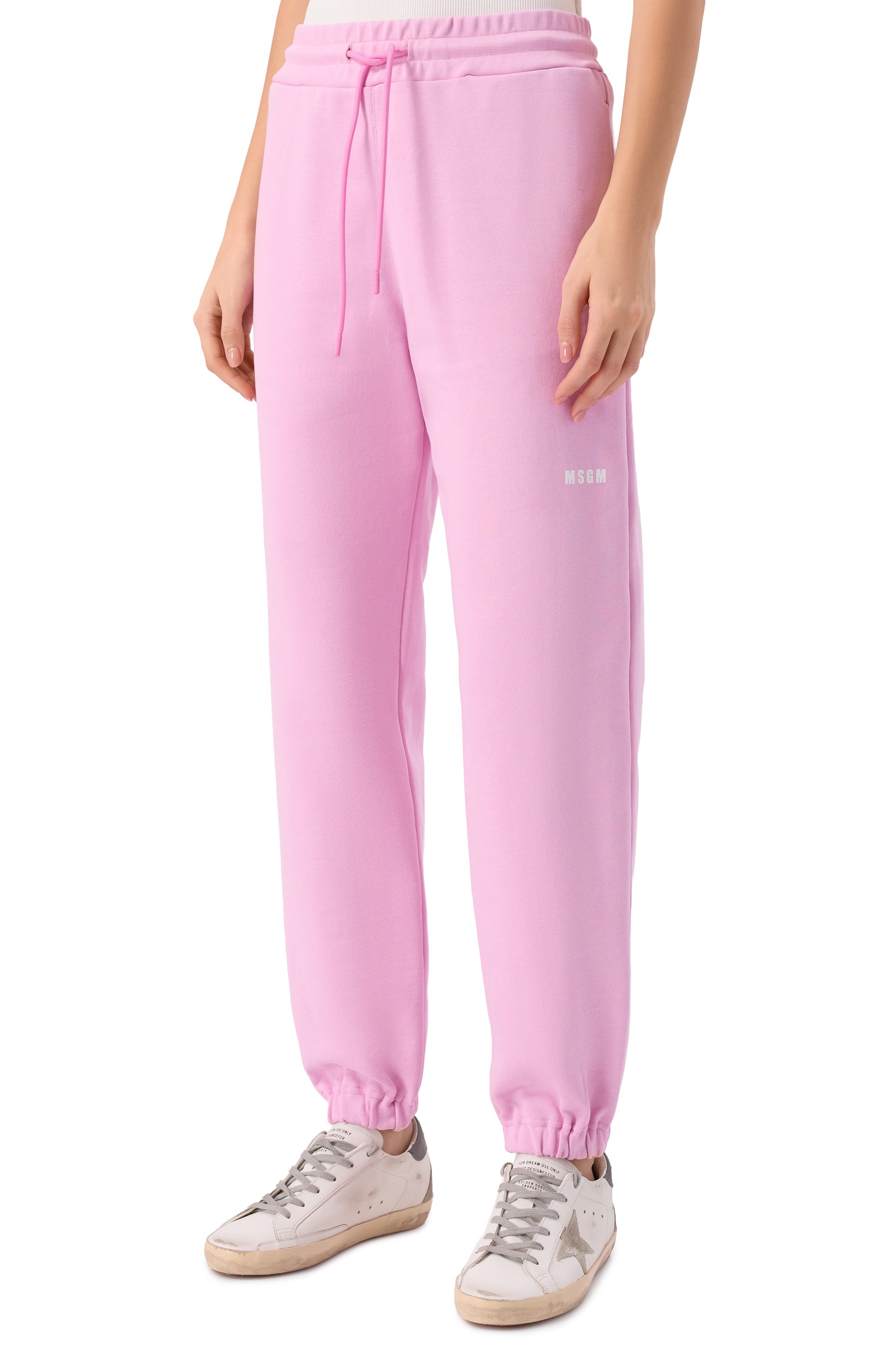 Хлопковые джоггеры MSGM розового цвета по цене 28350 руб., арт. 4041MDP500/267000, фото 3 Хлопковые джоггеры MSGM, арт. 4041MDP500/267000, фото 3