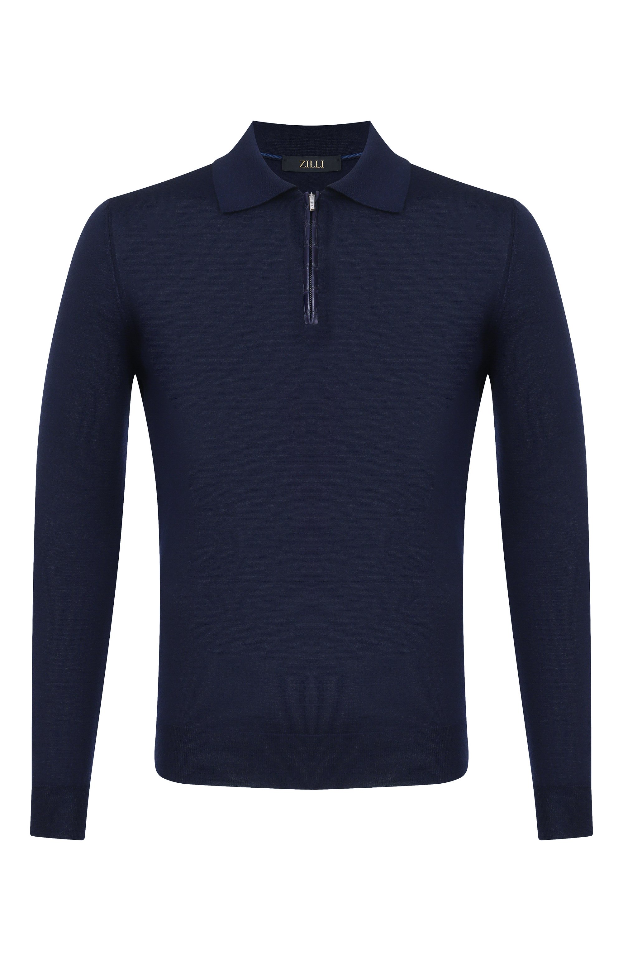 Поло из кашемира и шелка с отделкой из кожи аллигатора ZILLI темно-синего цвета по цене 231500 руб., арт. KZP001M0340VZL000, фото 1 Поло из кашемира и шелка с отделкой из кожи аллигатора ZILLI, арт. KZP001M0340VZL000, фото 1