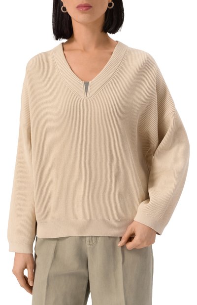 Хлопковый пуловер BRUNELLO CUCINELLI, арт. M19255002, фото 3