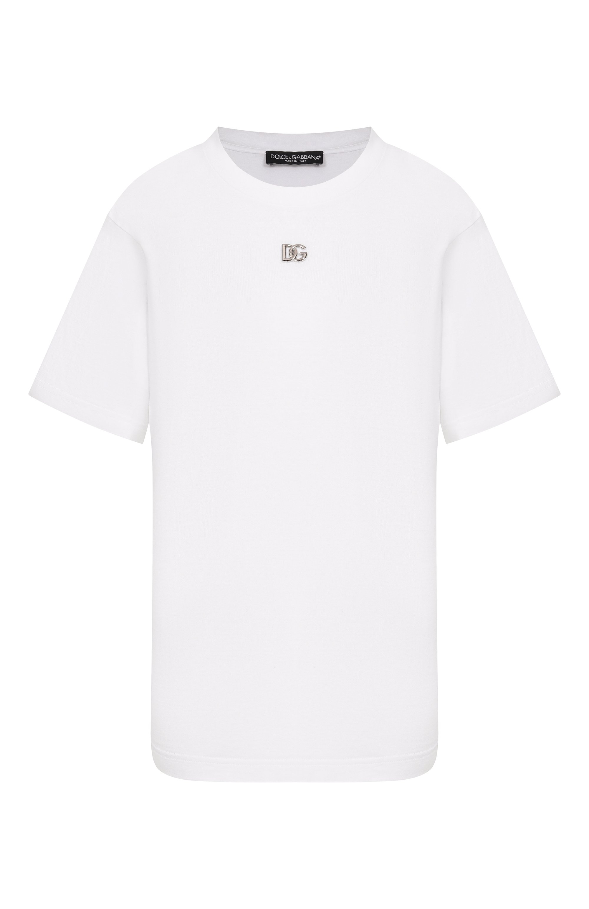 Хлопковая футболка DOLCE & GABBANA белого цвета по цене 49950 руб., арт. F8U04T/FU7EQ, фото 1 Хлопковая футболка DOLCE & GABBANA, арт. F8U04T/FU7EQ, фото 1