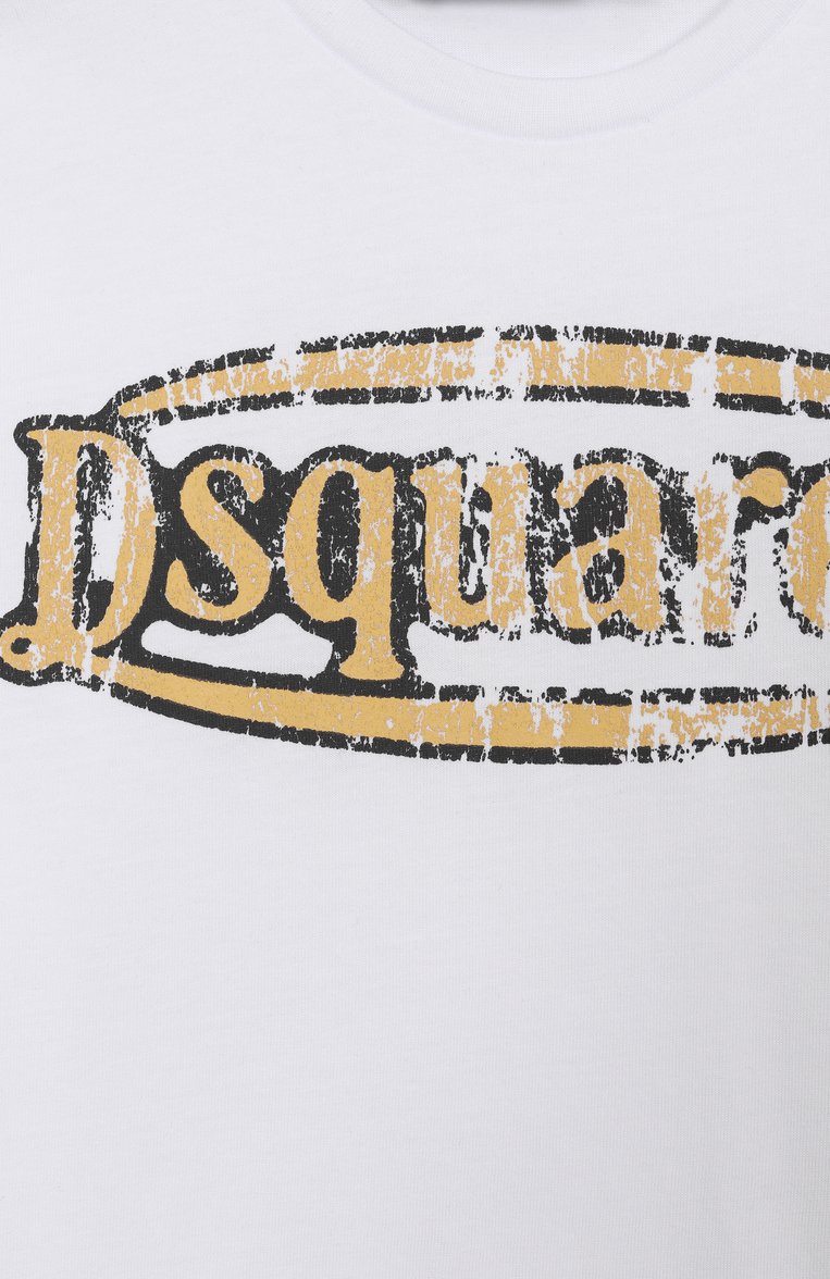 Детская хлопковая футболка DSQUARED2 белого цвета, арт. DQ2741/D0015 | Фото 3 (Материал внешний: Хлопок; Рукава: Короткие; Мальчики Кросс-КТ: Футболка-одежда; Ростовка одежда: 4 года | 104 см, 6 лет | 116 см, 8 лет | 128 см, 10 - 11 лет | 140 - 146см, 13 - 15 лет | 158 см, 16 лет | 164 см)