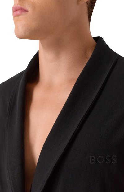 Хлопковый халат BOSS черного цвета по цене 17950 руб., арт. 50545943, фото 5 Хлопковый халат BOSS, арт. 50545943, фото 5