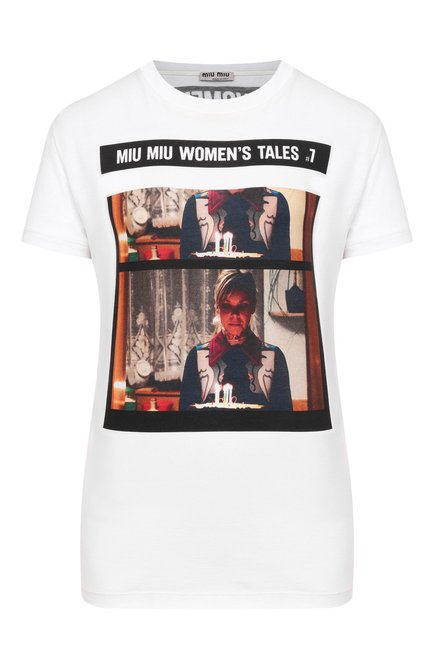 Женская хлопковая футболка MIU MIU, арт. MJN055-1QD2-F0009