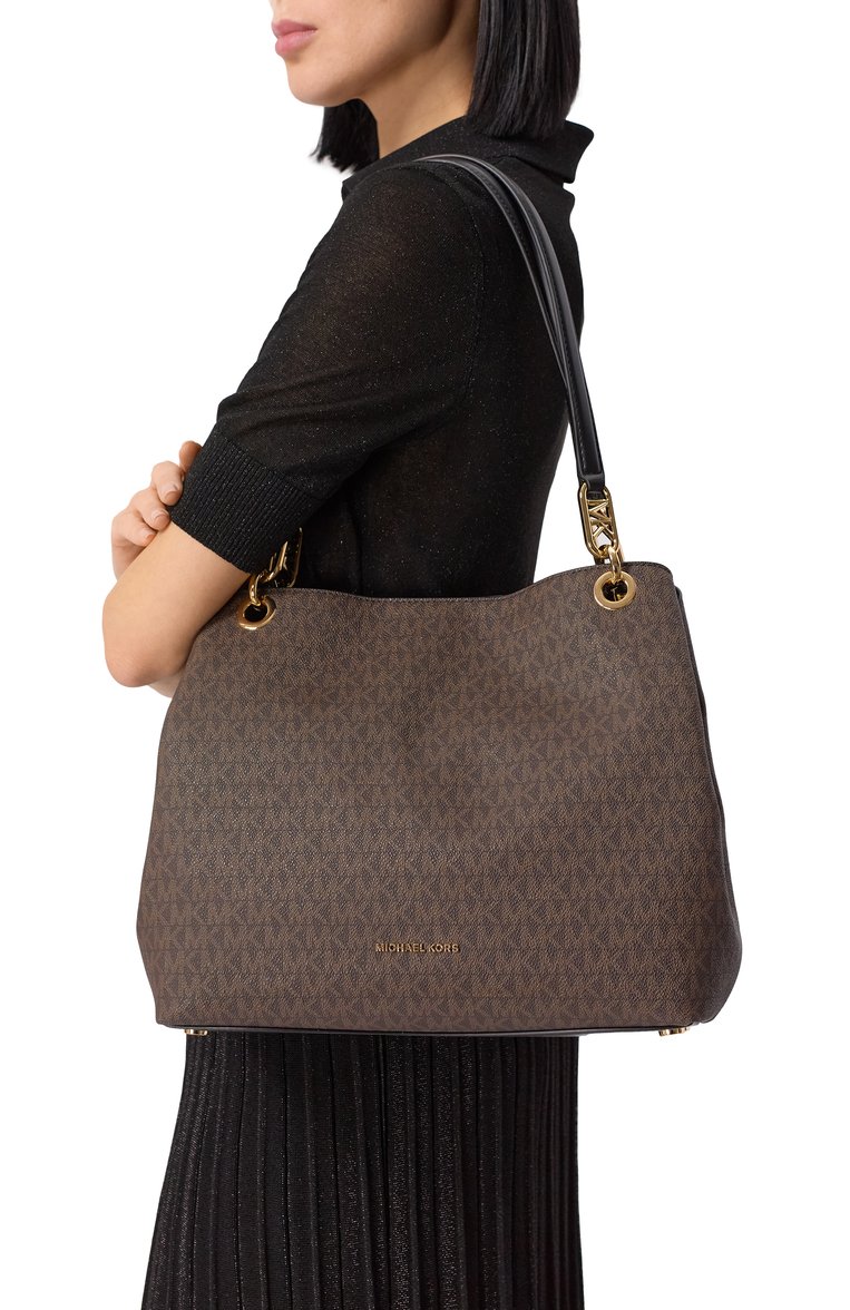 Женская сумка-тоут kensington large MICHAEL MICHAEL KORS темно-коричневого цвета, арт. 30F3G8KT7B | Фото 2 (Размер: large; Материал: Экокожа, Канва; Автоматизация ТО: Проставлено; Автоматизация состава: Проставлено)