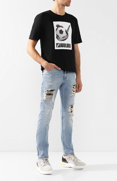 Текстильные кроссовки на шнуровке FENDI, арт. 7E1189 A3YI, фото 2