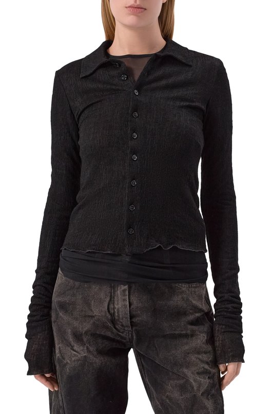 Шерстяная рубашка Ann Demeulemeester B0013581/FA619 Чёрный  B0013581/FA619 Фото 3