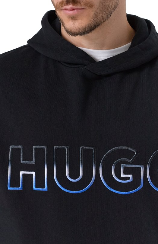 Хлопковое худи HUGO Blue 50549151 Чёрный  50549151 Фото 5
