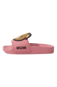 Детский шлепанцы MOSCHINO темно-розового цвета, арт. 77497/18-27 | Фото 2 (Тематический товар: Teddy Bear; Материал сплава: Проставлено; Нос: Не проставлено; Материал внутренний: Текстиль; Материал внешний: Пластик, Резина)