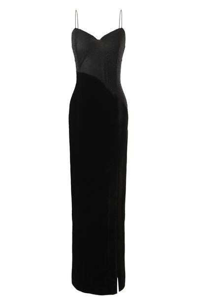 Бархатное платье с отделкой стразами ALINE черного цвета по цене 55000 руб., арт. AL152503, фото 1 Бархатное платье с отделкой стразами ALINE, арт. AL152503, фото 1