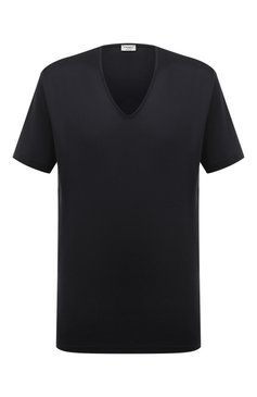 Мужская хлопковый футболка ZIMMERLI темно-синего цвета, арт. 286-1442/XXL | Фото 1 (Материал внешний: Хлопок; Материал сплава: Проставлено; Длина (для топов): Удлиненные; Драгоценные камни: Проставлено; Рукава: Короткие; Кросс-КТ: домашняя одежда)