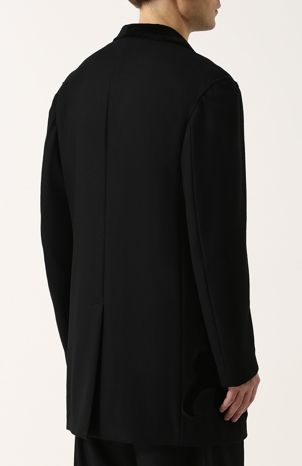 Удлиненный пиджак из смеси шерсти и хлопка с аппликацией YOHJI YAMAMOTO, арт. HK-J36-120, фото 4