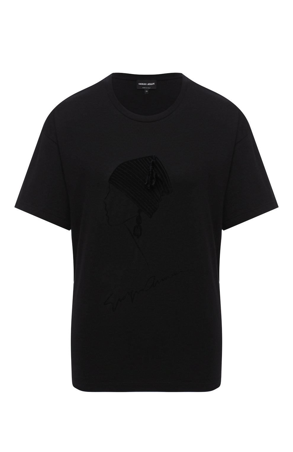 Хлопковая футболка GIORGIO ARMANI черного цвета по цене 42350 руб., арт. 6HAM62/AJMCZ, фото 1 Хлопковая футболка GIORGIO ARMANI, арт. 6HAM62/AJMCZ, фото 1