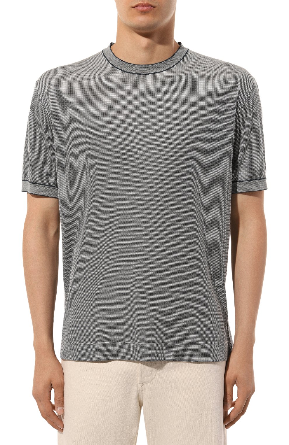 Шелковая футболка ZEGNA серого цвета по цене 123000 руб., арт. UB330A5/B706T05, фото 3 Шелковая футболка ZEGNA, арт. UB330A5/B706T05, фото 3