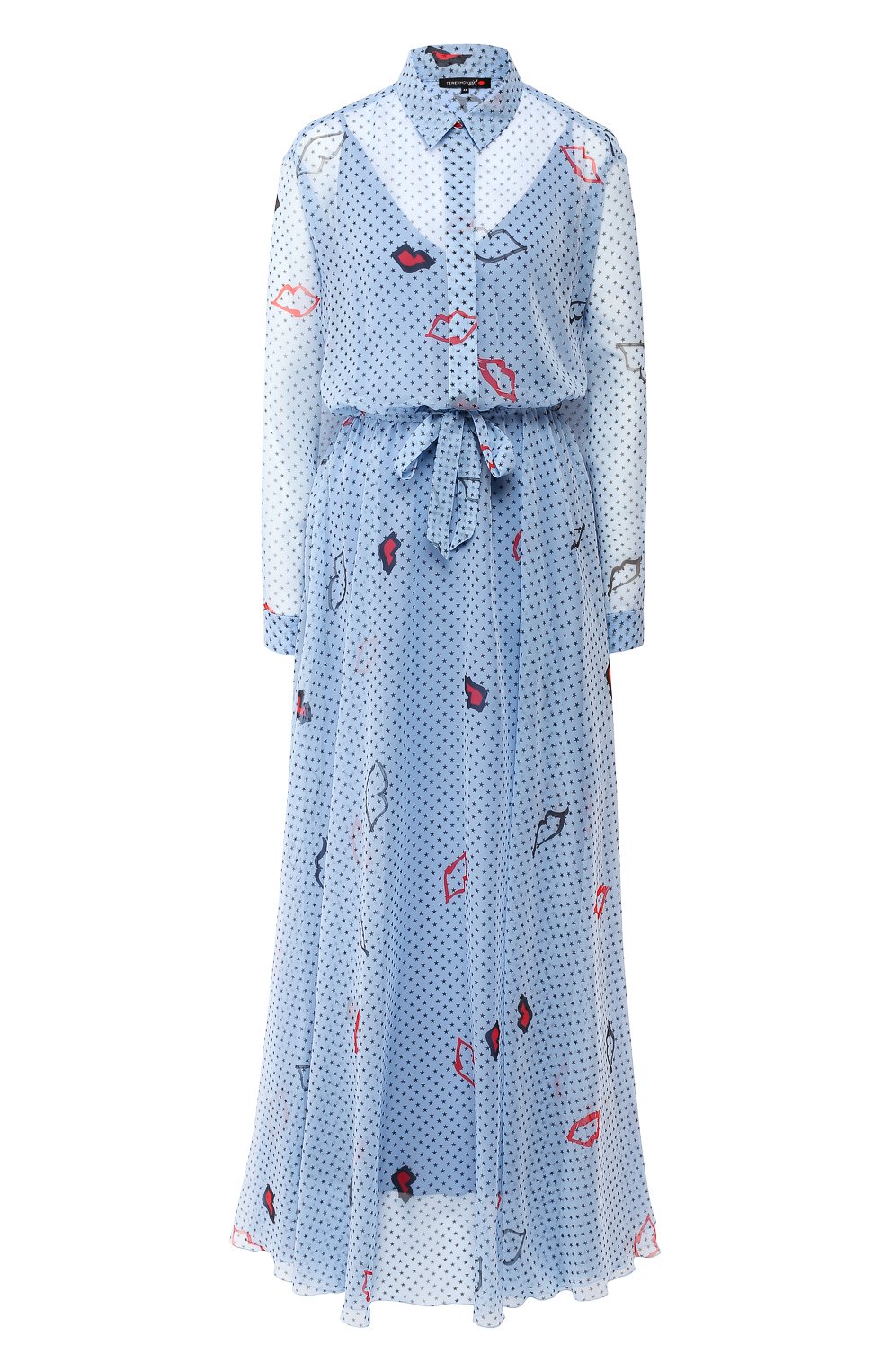 Платье-макси TEREKHOV GIRL голубого цвета по цене 35750 руб., арт. 2DE014/8666.LIPS419/S19, фото 1 Платье-макси TEREKHOV GIRL, арт. 2DE014/8666.LIPS419/S19, фото 1