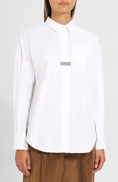Хлопковая блуза с декоративной отделкой BRUNELLO CUCINELLI, арт. M0091N1616, фото 3