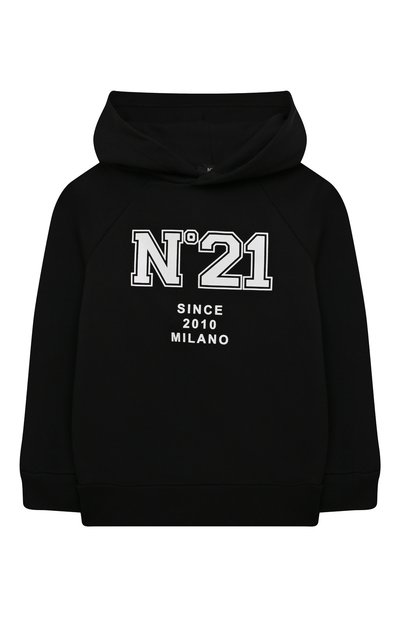 Хлопковое худи N21 черного цвета по цене 14250 руб., арт. N21373/N0179/N21S137M, фото 1 Хлопковое худи N21, арт. N21373/N0179/N21S137M, фото 1