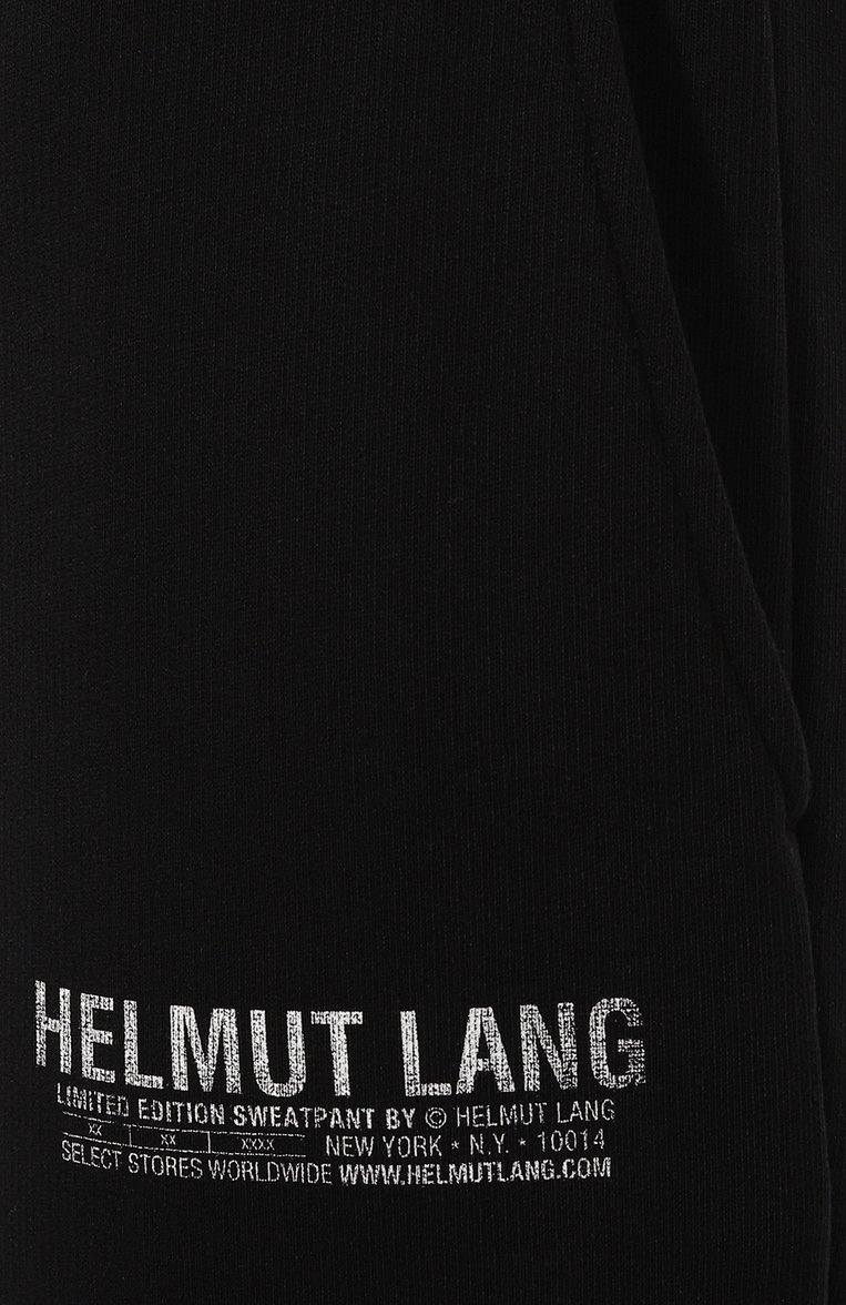 Женские хлопковые джоггеры HELMUT LANG черного цвета, арт. 006HM214 | Фото 5 (Драгоценные камни: Проставлено; Материал сплава: Проставлено; Длина (брюки, джинсы): Стандартные; Женское Кросс-КТ: Джоггеры - брюки, Брюки-одежда; Стили: Спорт-шик)