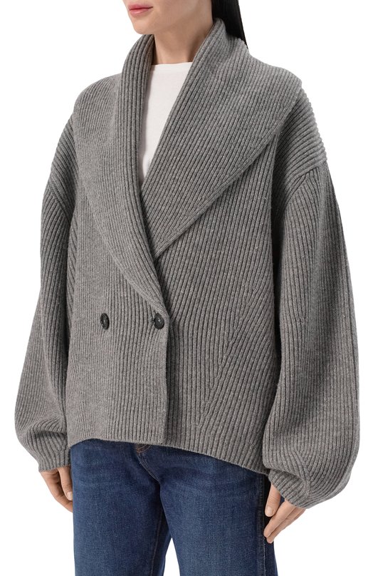 Шерстяной кардиган TOTEME 251-WRT4354-YA0239 Серый  251-WRT4354-YA0239 Фото 3