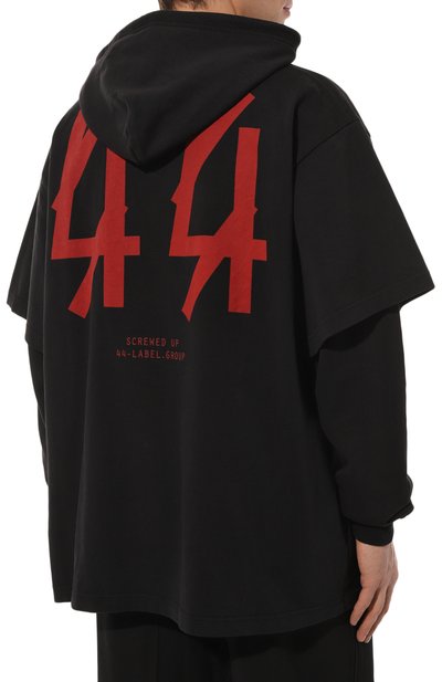 Хлопковое худи 44 LABEL GROUP черного цвета по цене 79950 руб., арт. B0030086/FA139/P115, фото 4 Хлопковое худи 44 LABEL GROUP, арт. B0030086/FA139/P115, фото 4