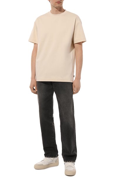 Хлопковая футболка BOSS бежевого цвета по цене 9860 руб., арт. 50489298, фото 2 Хлопковая футболка BOSS, арт. 50489298, фото 2